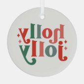 Holly Jolly - Retro Holiday Typografie Ornament Aus Glas (Rückseite)
