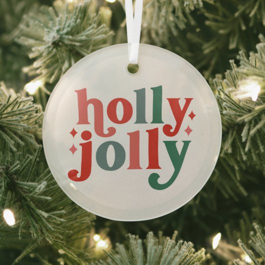 Holly Jolly - Retro Holiday Typografie Ornament Aus Glas (InSitu)