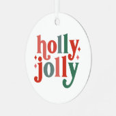 Holly Jolly - Retro Holiday Typografie Ornament Aus Metall (Vorderseite links)
