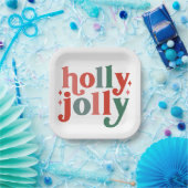 Holly Jolly - Retro Holiday Typografie Pappteller (Party)