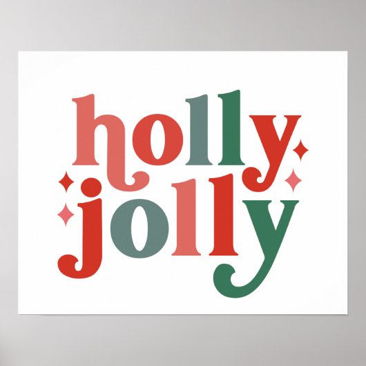 Holly Jolly - Retro Holiday Typografie Poster (Vorne)
