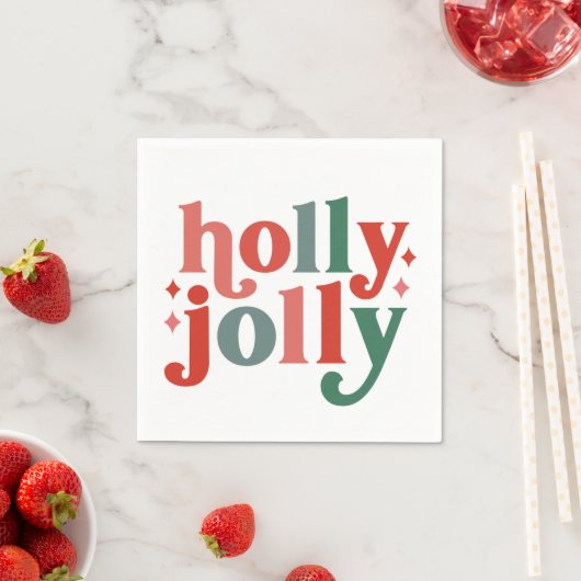 Holly Jolly - Retro Holiday Typografie Serviette (Beispiel)