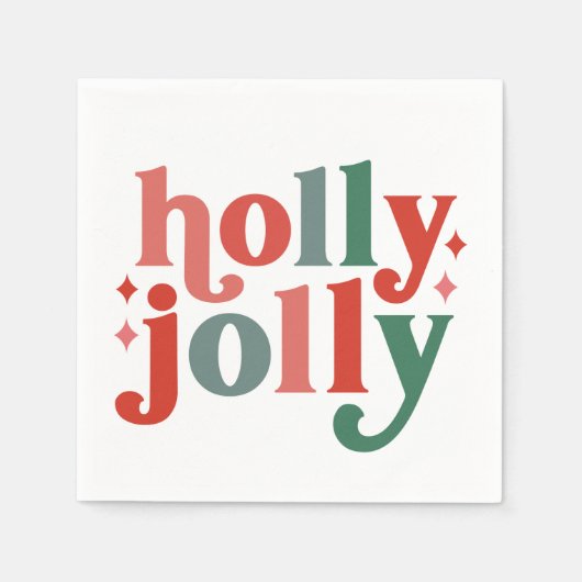 Holly Jolly - Retro Holiday Typografie Serviette (Vorderseite)