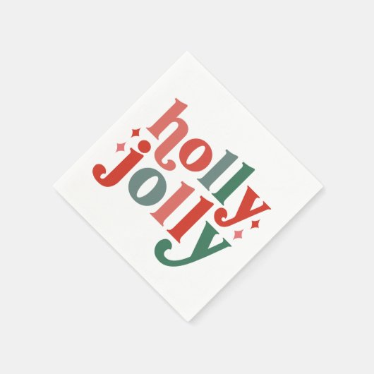 Holly Jolly - Retro Holiday Typografie Serviette (Ecke)