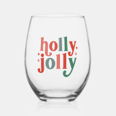 Holly Jolly - Retro Holiday Typografie Weinglas Ohne Stiel (Vorderseite)
