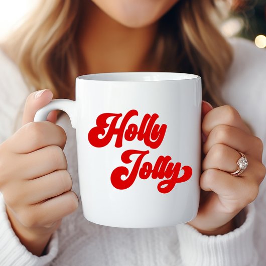Holly Jolly Retro Red Cream Holiday Weihnachten Kaffeetasse