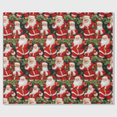 Holly Jolly Retro Santas Wrapping Paper Geschenkpapier (Flach)