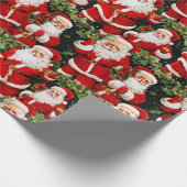 Holly Jolly Retro Santas Wrapping Paper Geschenkpapier (Ecke)