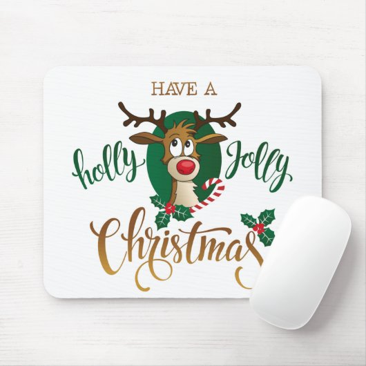 Holly Jolly Rudolph Mousepad (Mit Mouse)