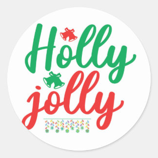 Holly jolly runder aufkleber