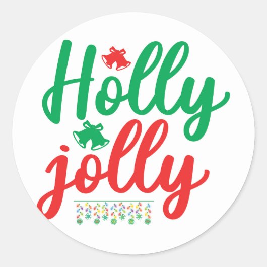 Holly jolly runder aufkleber (Vorderseite)