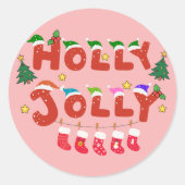 Holly Jolly Runder Aufkleber (Vorderseite)