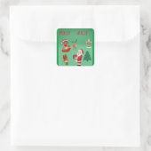 HOLLY JOLLY SANTA AND ELVES CHRISTMAS QUADRATISCHER AUFKLEBER (Tasche)