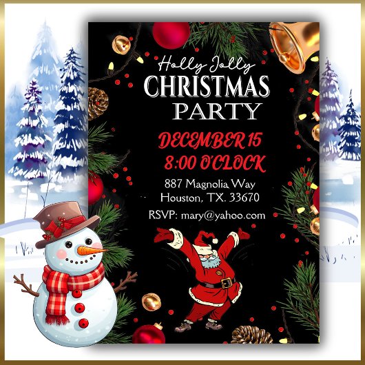 Holly Jolly Santa Christmas Party Einladung