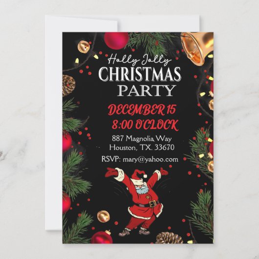 Holly Jolly Santa Christmas Party Einladung (Vorderseite)