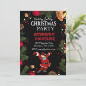 Holly Jolly Santa Christmas Party Einladung (Stehend Vorderseite)