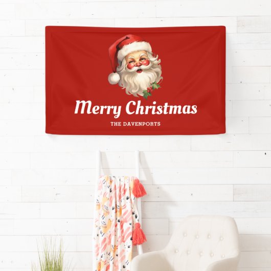 Holly Jolly Santa Claus Retro Banner (Insitu)