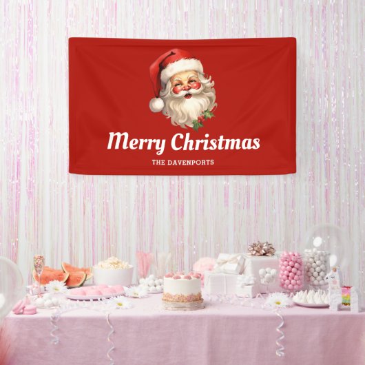 Holly Jolly Santa Claus Retro Banner (Party)