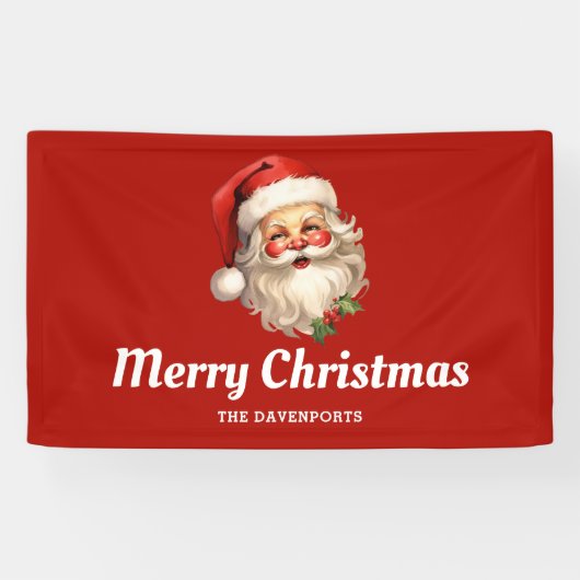Holly Jolly Santa Claus Retro Banner (Horizontal)