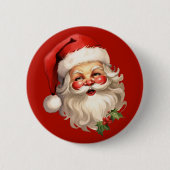 Holly Jolly Santa Claus Retro Button (Vorderseite)