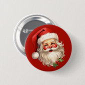 Holly Jolly Santa Claus Retro Button (Vorne & Hinten)