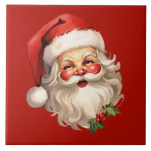 Holly Jolly Santa Claus Retro Fliese