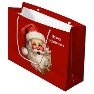 Holly Jolly Santa Claus Retro Große Geschenktüte