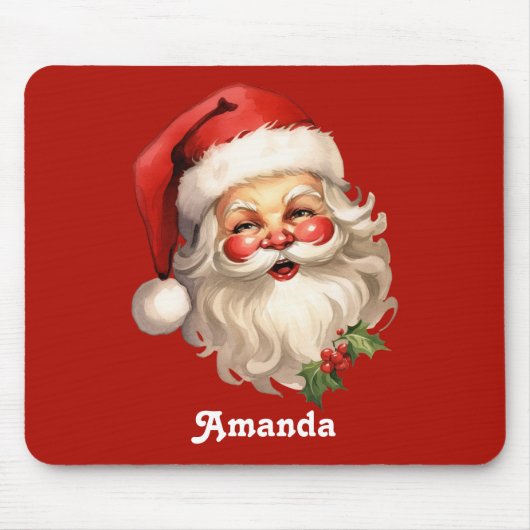 Holly Jolly Santa Claus Retro Mousepad (Vorne)