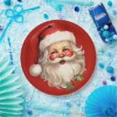 Holly Jolly Santa Claus Retro Pappteller (Party)