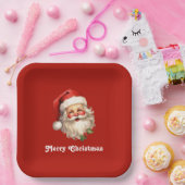 Holly Jolly Santa Claus Retro Pappteller (Party)