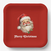 Holly Jolly Santa Claus Retro Pappteller (Vorderseite)