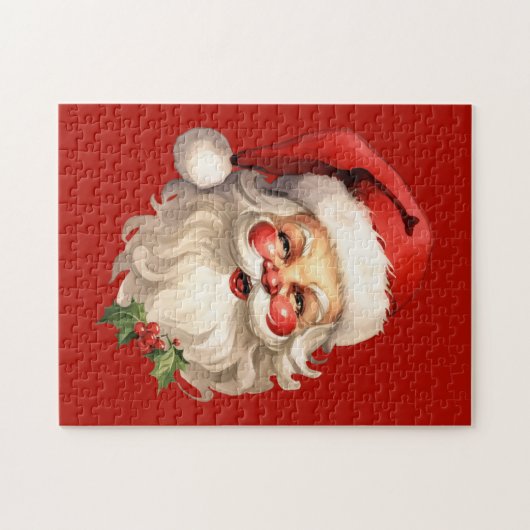 Holly Jolly Santa Claus Retro Puzzle (Horizontal)
