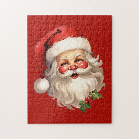 Holly Jolly Santa Claus Retro Puzzle (Vertikal)