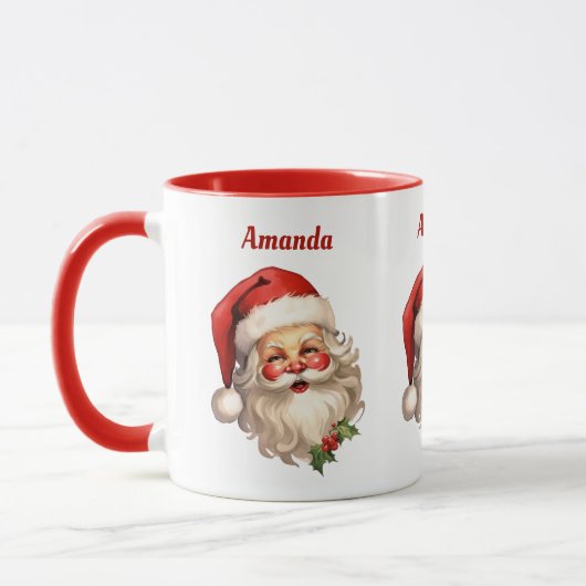 Holly Jolly Santa Claus Retro Tasse (Links)