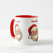 Holly Jolly Santa Claus Retro Tasse (Vorderseite Links)