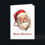 Holly Jolly Santa Claus Retro Weihnachten<br><div class="desc">Weihnachts-Weihnachtskarte mit einer fröhlichen Illustration eines Vintagen Weihnachtsmannes mit roten,  roten Wangen,  mit seiner klassischen roten Weihnachtsmannmütze und seinem großen weißen Bären. Der heilige Geist dieses Designs wird durch einen Hauch von Heiligenschein unterstrichen.</div>