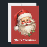 Holly Jolly Santa Claus Retro Weihnachten<br><div class="desc">Eine flache Weihnachtskarte mit einer fröhlichen Illustration eines Vintagen Weihnachtsmannes mit roten,  roten Wangen,  mit seiner klassischen roten Weihnachtsmannmütze und seinem großen weißen Bären. Der heilige Geist dieses Designs wird durch einen Hauch von Heiligenschein unterstrichen.</div>