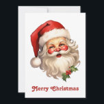 Holly Jolly Santa Claus Retro Weihnachten<br><div class="desc">Eine flache Weihnachtskarte mit einer fröhlichen Illustration eines Vintagen Weihnachtsmannes mit roten,  roten Wangen,  mit seiner klassischen roten Weihnachtsmannmütze und seinem großen weißen Bären. Der heilige Geist dieses Designs wird durch einen Hauch von Heiligenschein unterstrichen.</div>