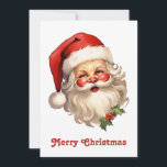 Holly Jolly Santa Claus Retro Weihnachten<br><div class="desc">Eine flache Weihnachtskarte mit einer fröhlichen Illustration eines Vintagen Weihnachtsmannes mit roten,  roten Wangen,  mit seiner klassischen roten Weihnachtsmannmütze und seinem großen weißen Bären. Der heilige Geist dieses Designs wird durch einen Hauch von Heiligenschein unterstrichen.</div>