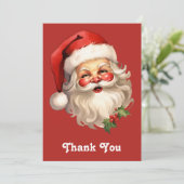 Holly Jolly Santa Claus Retro Weihnachten Dankeskarte (Stehend Vorderseite)