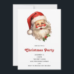 Holly Jolly Santa Claus Retro Weihnachten Einladung<br><div class="desc">Eine Weihnachtseinladung mit einer fröhlichen Illustration eines Vintagen Weihnachtsmannes mit roten,  roten Wangen,  mit seiner klassischen roten Weihnachtsmannmütze und seinem großen weißen Bären. Der heilige Geist dieses Designs wird durch einen Hauch von Heiligenschein unterstrichen.</div>