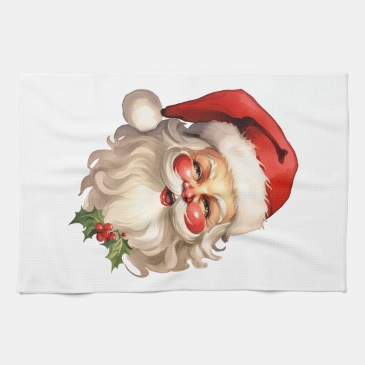 Holly Jolly Santa Claus Retro Weihnachten Geschirrtuch (Horizontal)