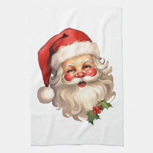 Holly Jolly Santa Claus Retro Weihnachten Geschirrtuch