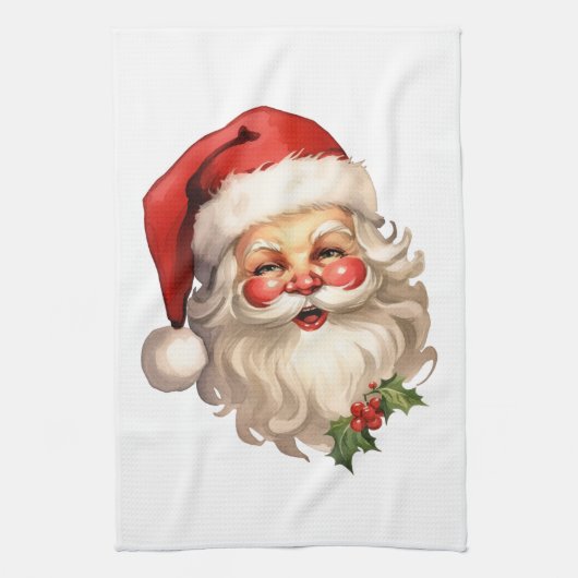 Holly Jolly Santa Claus Retro Weihnachten Geschirrtuch (Vertikal)