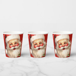 Holly Jolly Santa Claus Retro Weihnachten Pappbecher