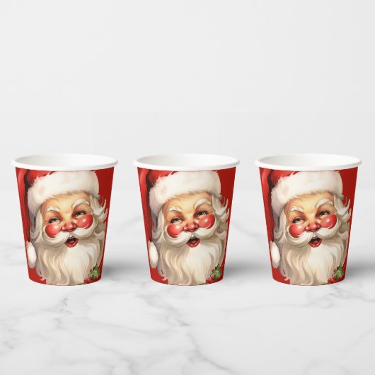 Holly Jolly Santa Claus Retro Weihnachten Pappbecher (Multi)