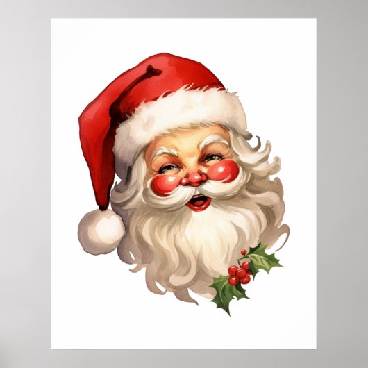 Holly Jolly Santa Claus Retro Weihnachten Poster (Vorne)