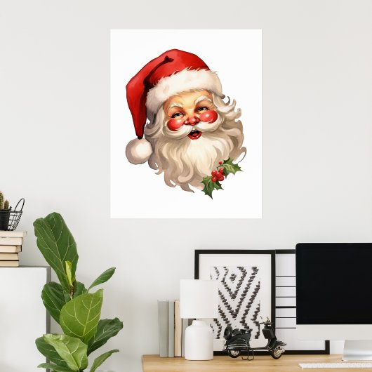 Holly Jolly Santa Claus Retro Weihnachten Poster (Heimbüro)