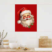 Holly Jolly Santa Claus Retro Weihnachten Poster (Küche)