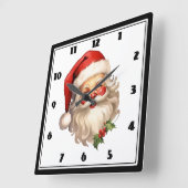 Holly Jolly Santa Claus Retro Weihnachten Quadratische Wanduhr (Winkel)